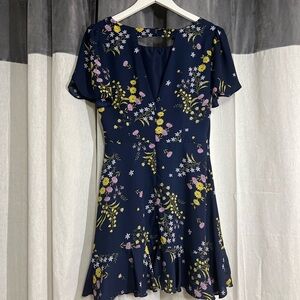 BBDakota Weekend Feels Navy Blue Floral with ruffle bottom.